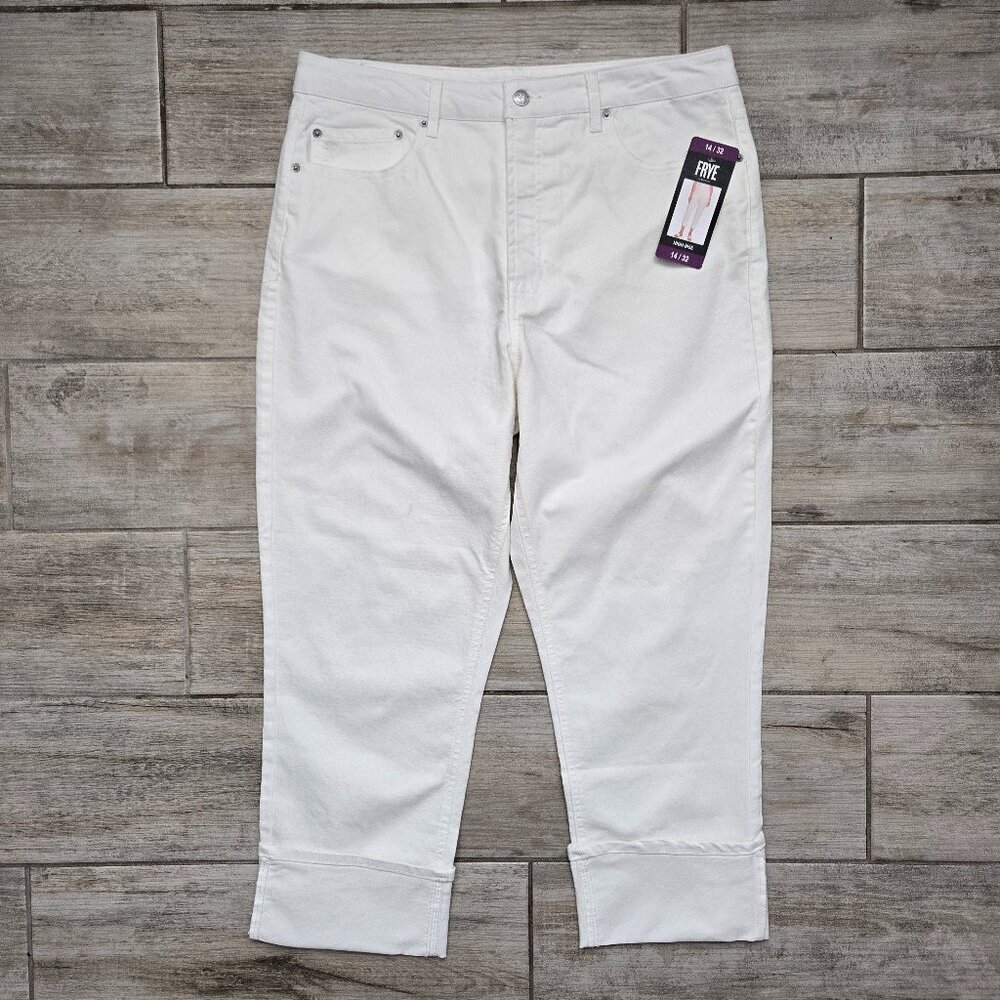 NWT Frye Ivory High Rise Cuffed Jeans Women Stretch Denim 14/32